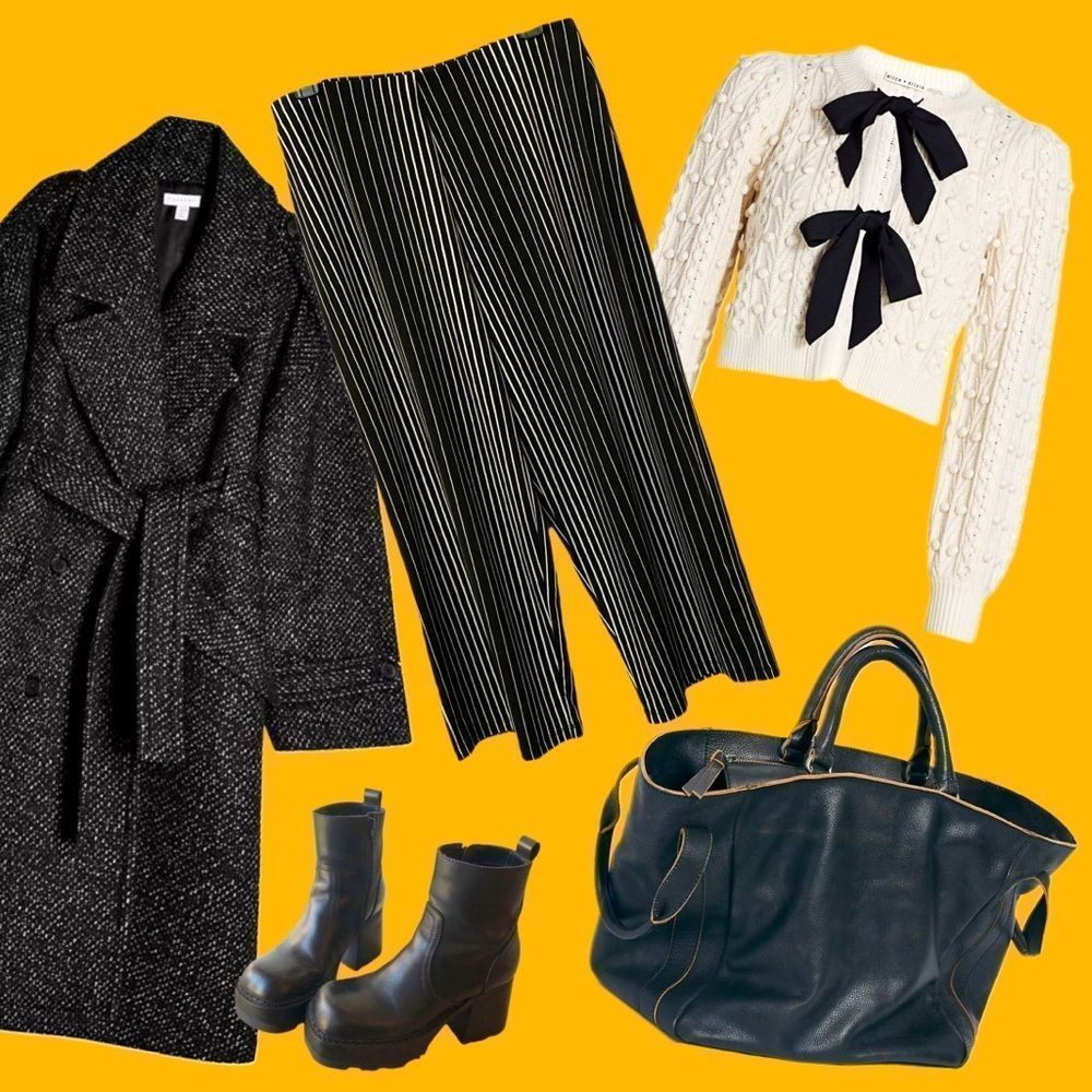 vtg wide leg•high waist striped patterned trousers pants stretch capri slacks